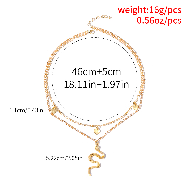 Fashion Heart Shape Snake Alloy Layered Plating Chain Layered Necklaces