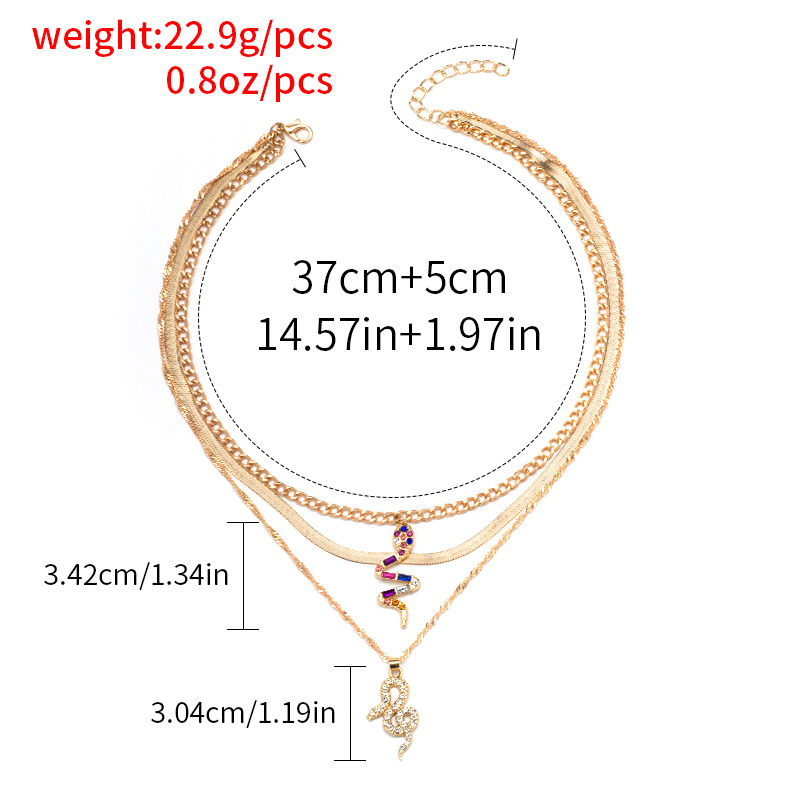 Fashion Snake Alloy Layered Plating Zircon Layered Necklaces