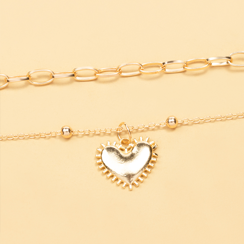 Sweet Heart Shape Alloy Layered Plating Pendant Necklace