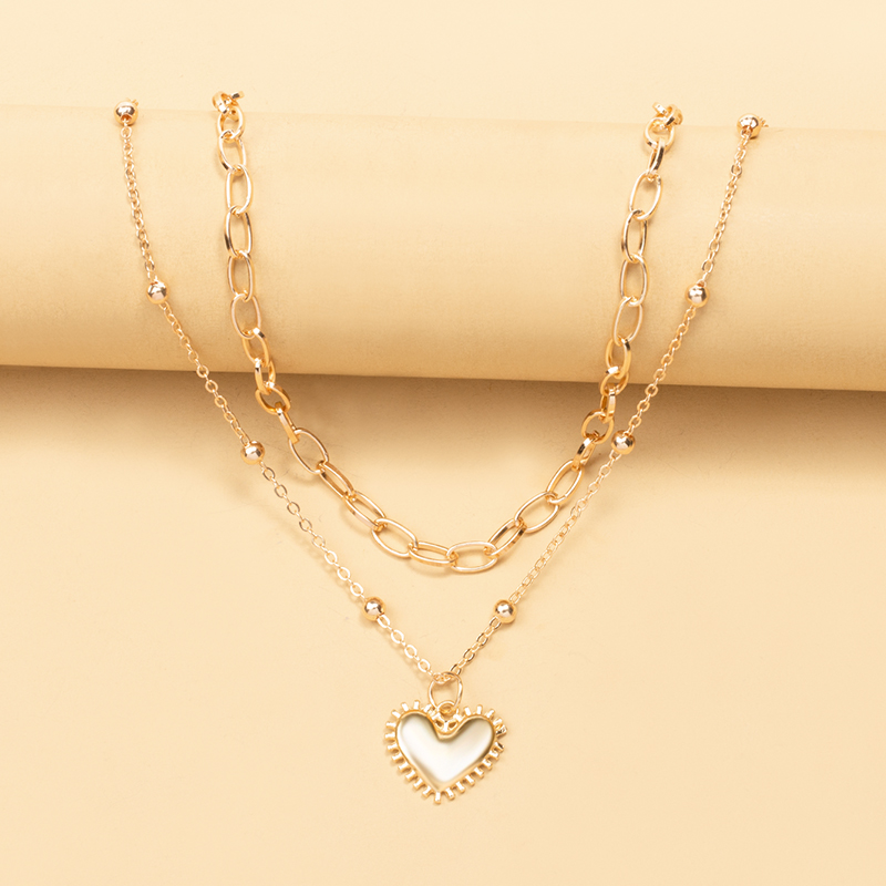 Sweet Heart Shape Alloy Layered Plating Pendant Necklace