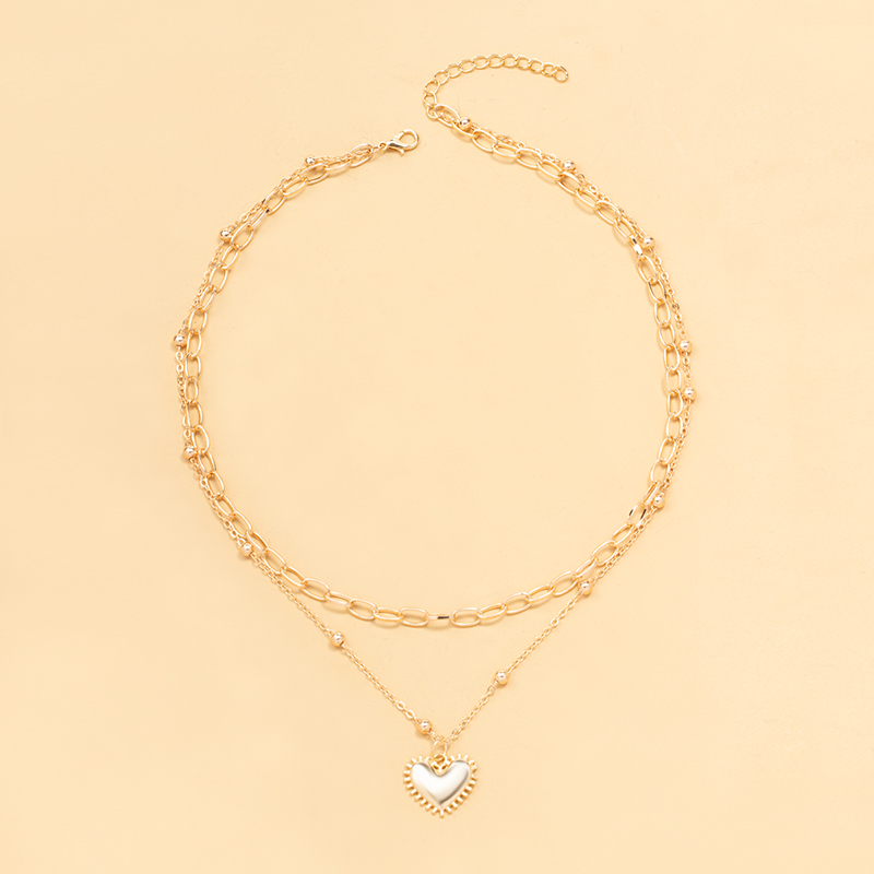 Sweet Heart Shape Alloy Layered Plating Pendant Necklace