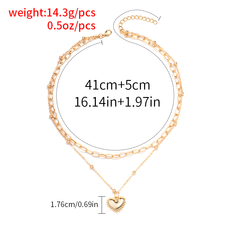 Sweet Heart Shape Alloy Layered Plating Pendant Necklace