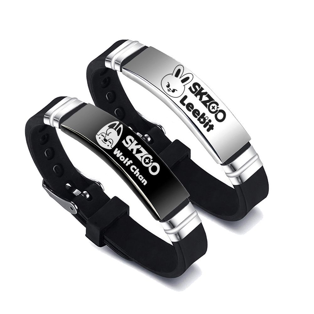 Simple Style Letter Stainless Steel Silica Gel Bracelets Printing Stainless Steel Bracelets 1 Piece