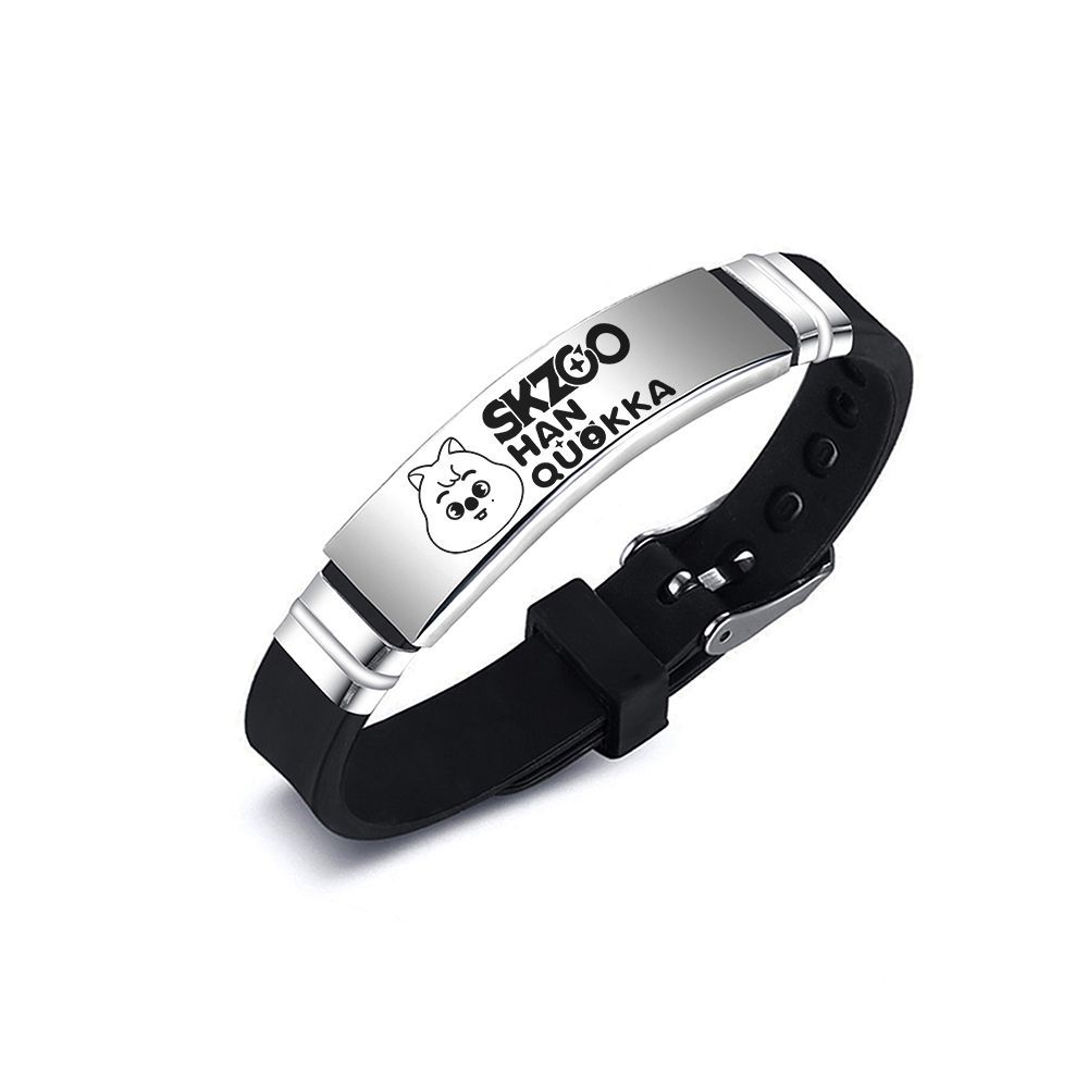 Simple Style Letter Stainless Steel Silica Gel Bracelets Printing Stainless Steel Bracelets 1 Piece
