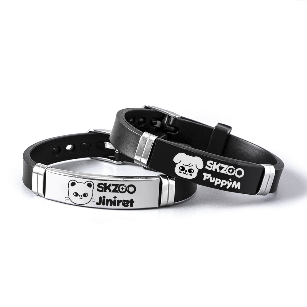 Simple Style Letter Stainless Steel Silica Gel Bracelets Printing Stainless Steel Bracelets 1 Piece