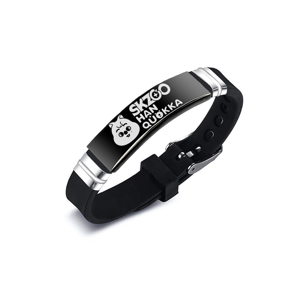 Simple Style Letter Stainless Steel Silica Gel Bracelets Printing Stainless Steel Bracelets 1 Piece
