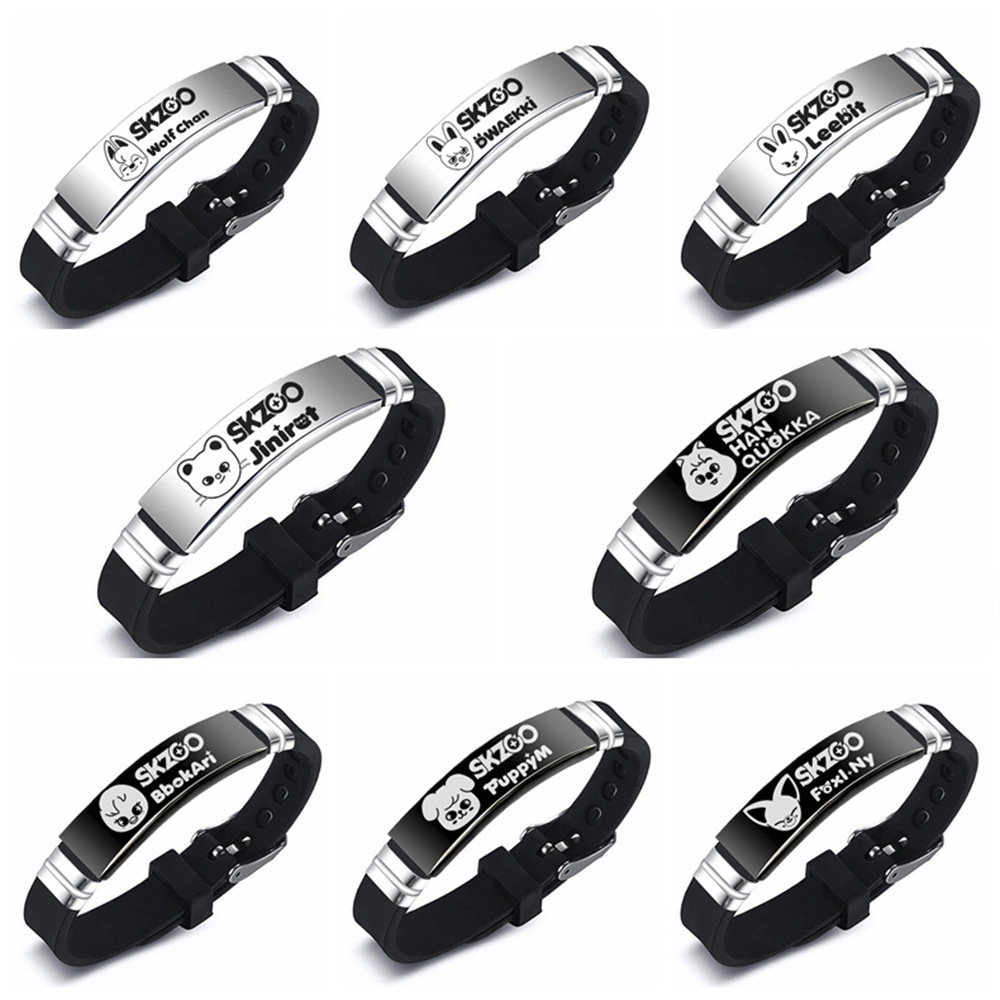 Simple Style Letter Stainless Steel Silica Gel Bracelets Printing Stainless Steel Bracelets 1 Piece