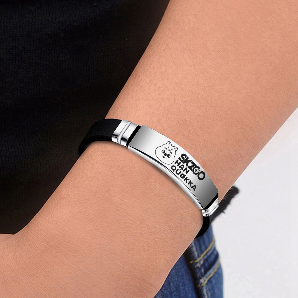 Simple Style Letter Stainless Steel Silica Gel Bracelets Printing Stainless Steel Bracelets 1 Piece
