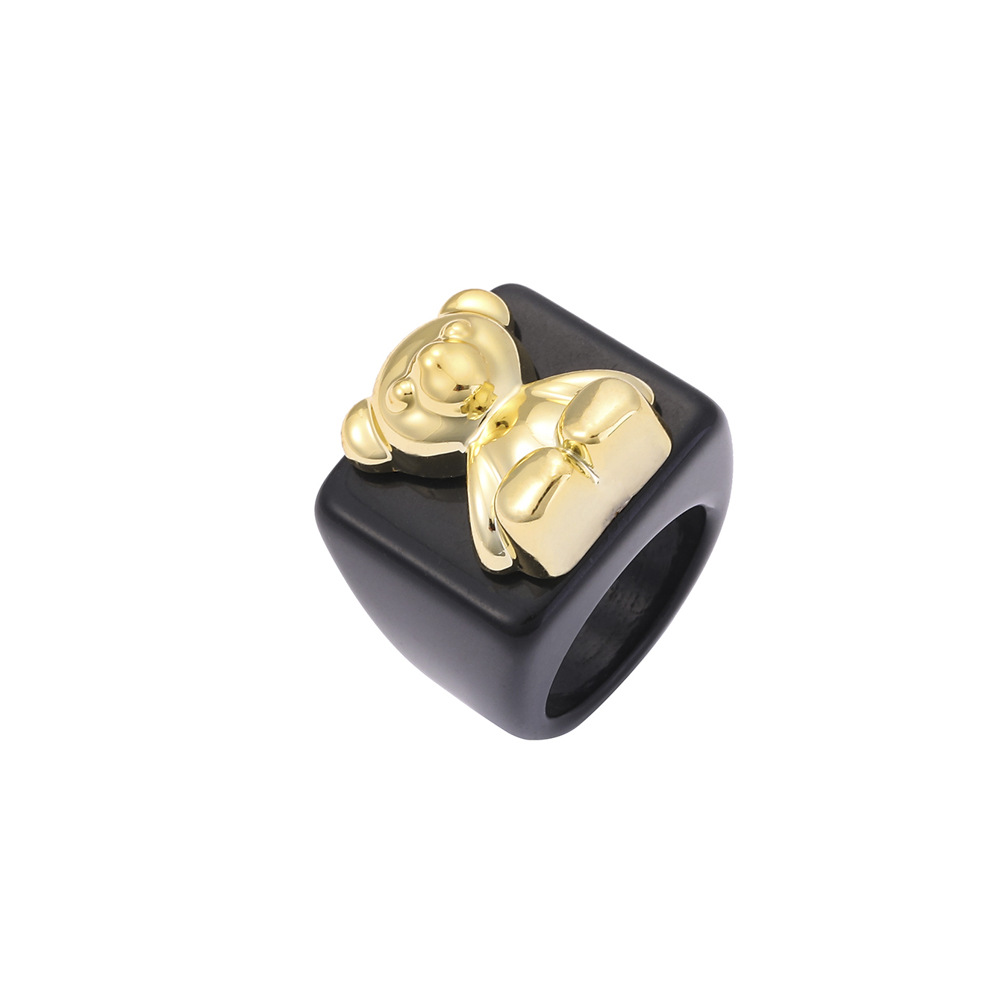 Fashion Bear Alloy Resin Rings 1 Piece