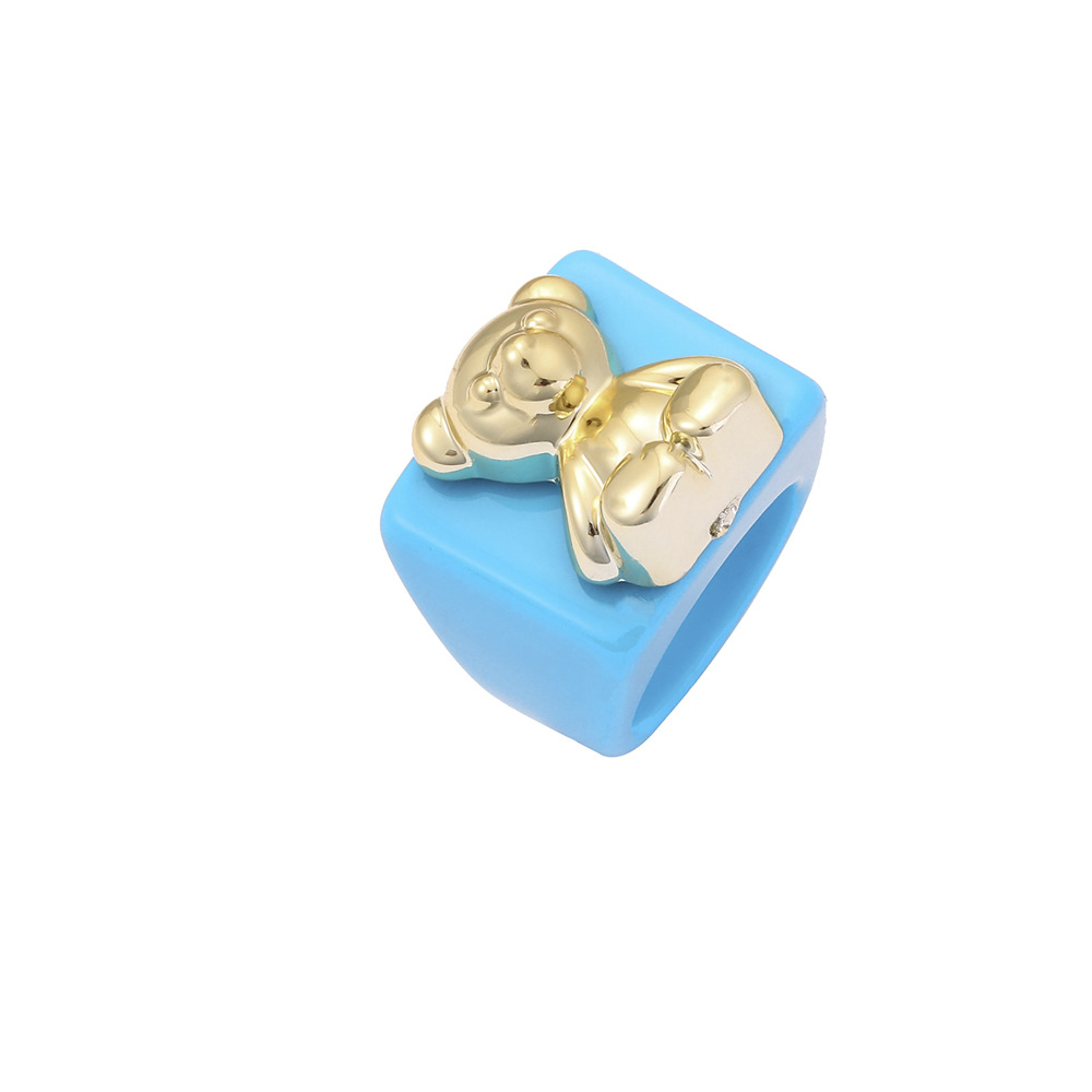 Fashion Bear Alloy Resin Rings 1 Piece