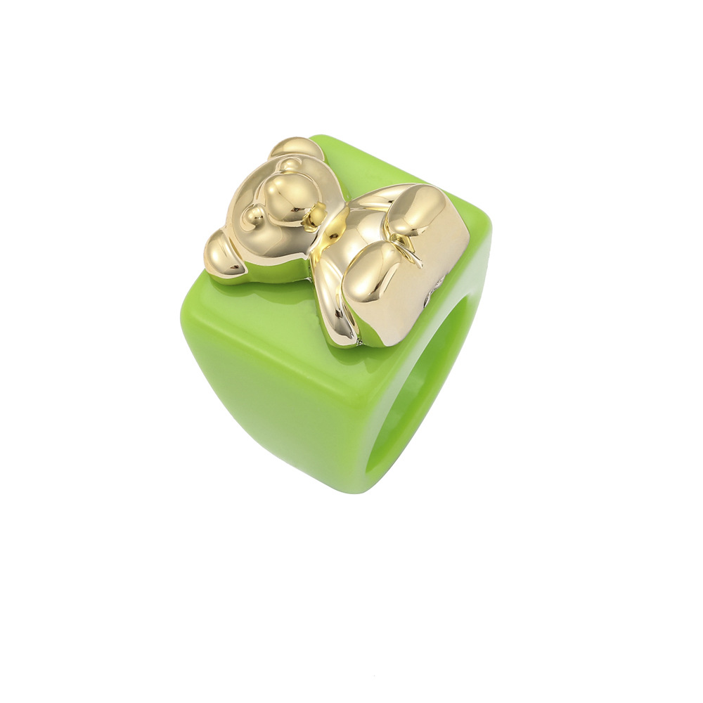 Fashion Bear Alloy Resin Rings 1 Piece