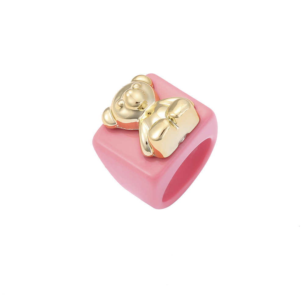 Fashion Bear Alloy Resin Rings 1 Piece