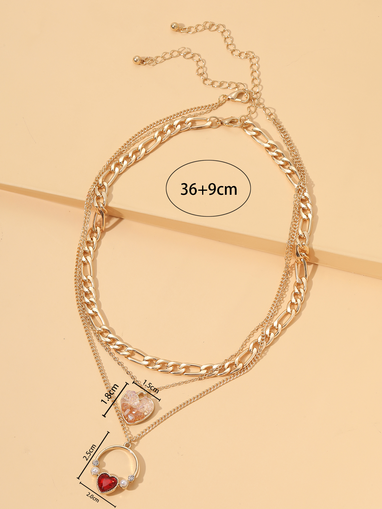 Fashion Heart Shape Alloy Inlay Artificial Pearls Rhinestone Layered Necklaces