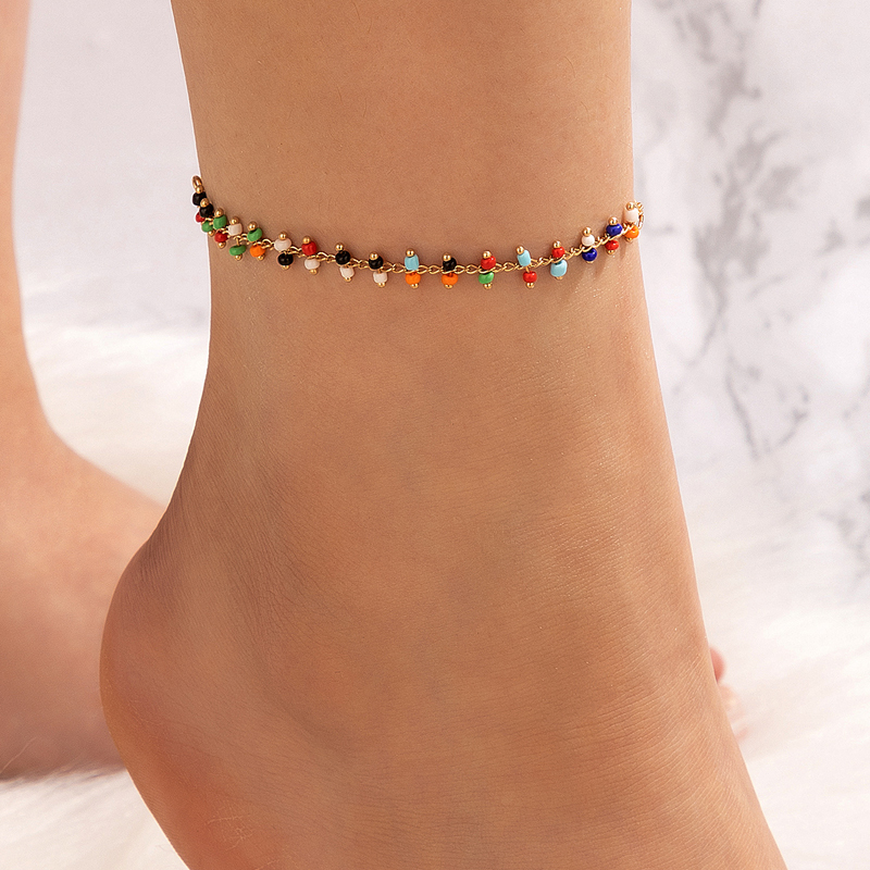Bohemian Geometric Alloy Beaded Plating Anklet