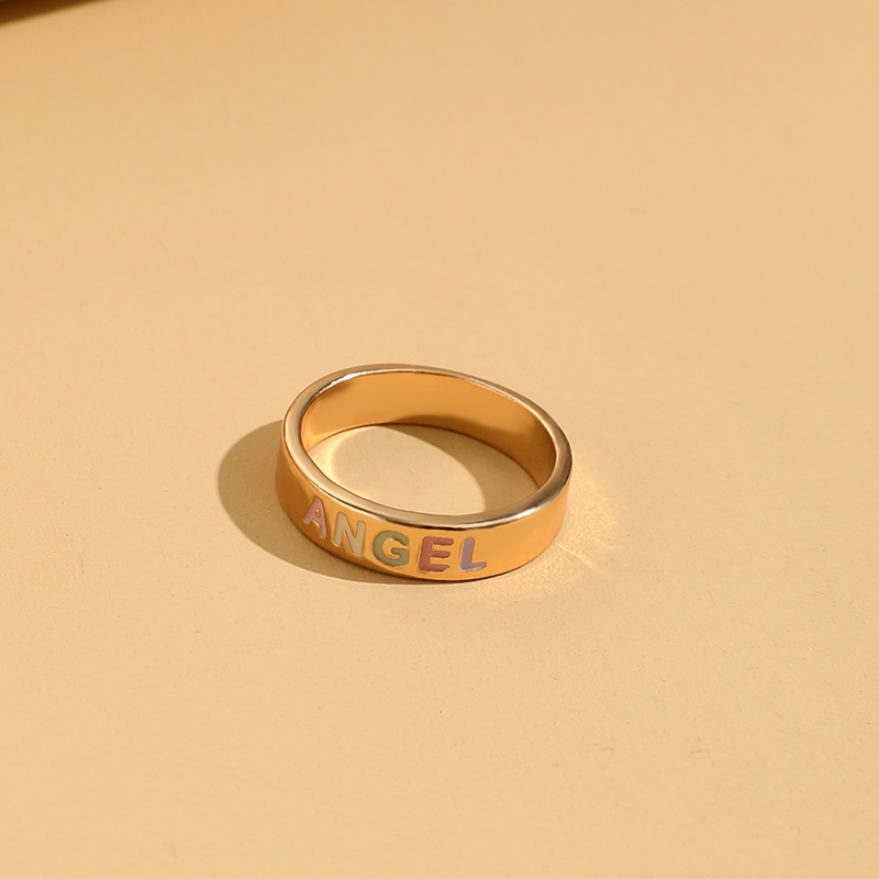 Simple Style Angel Letter Alloy Enamel Rings