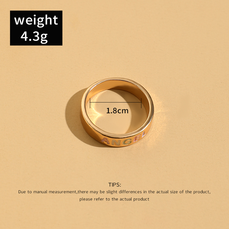 Simple Style Angel Letter Alloy Enamel Rings