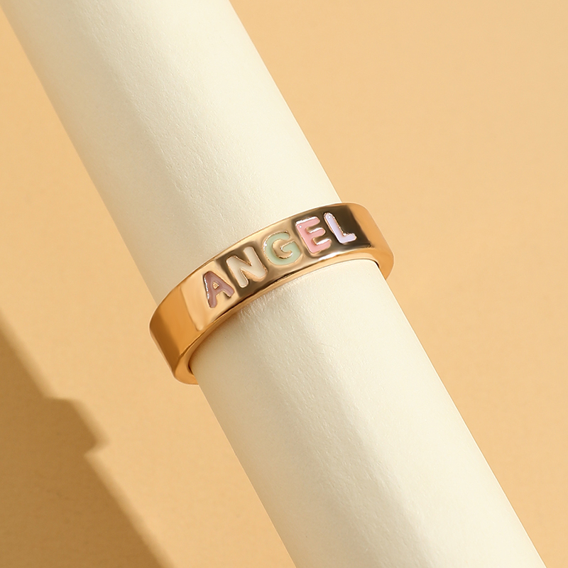 Simple Style Angel Letter Alloy Enamel Rings