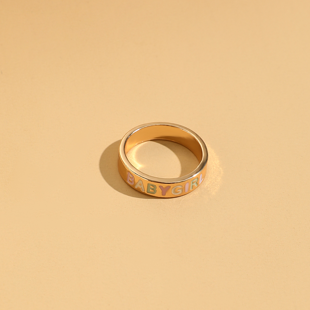 Simple Style Letter Alloy Enamel Rings