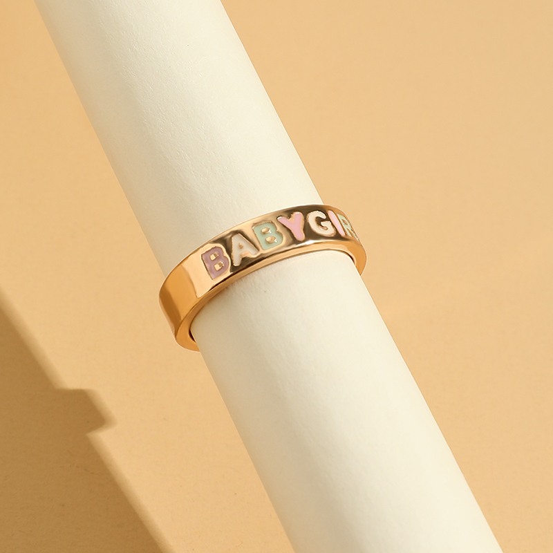 Simple Style Letter Alloy Enamel Rings