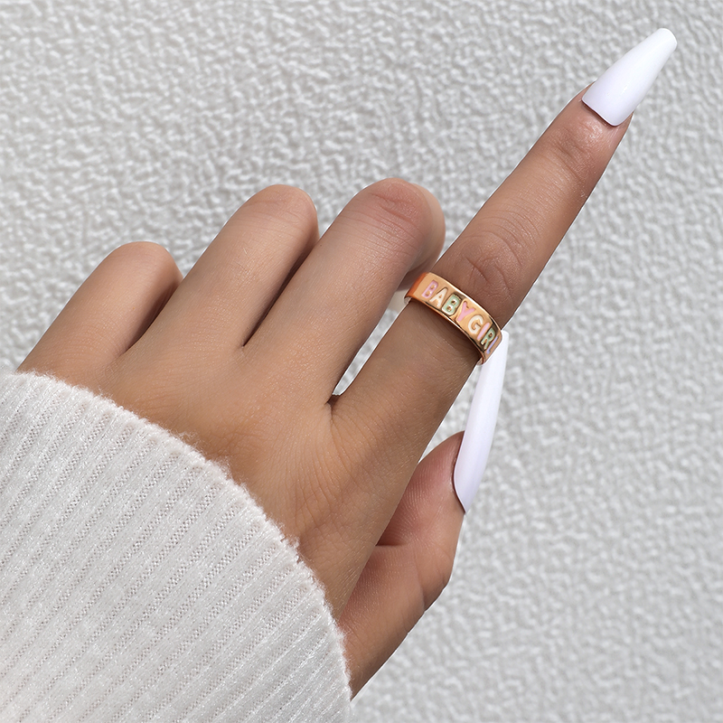 Simple Style Letter Alloy Enamel Rings