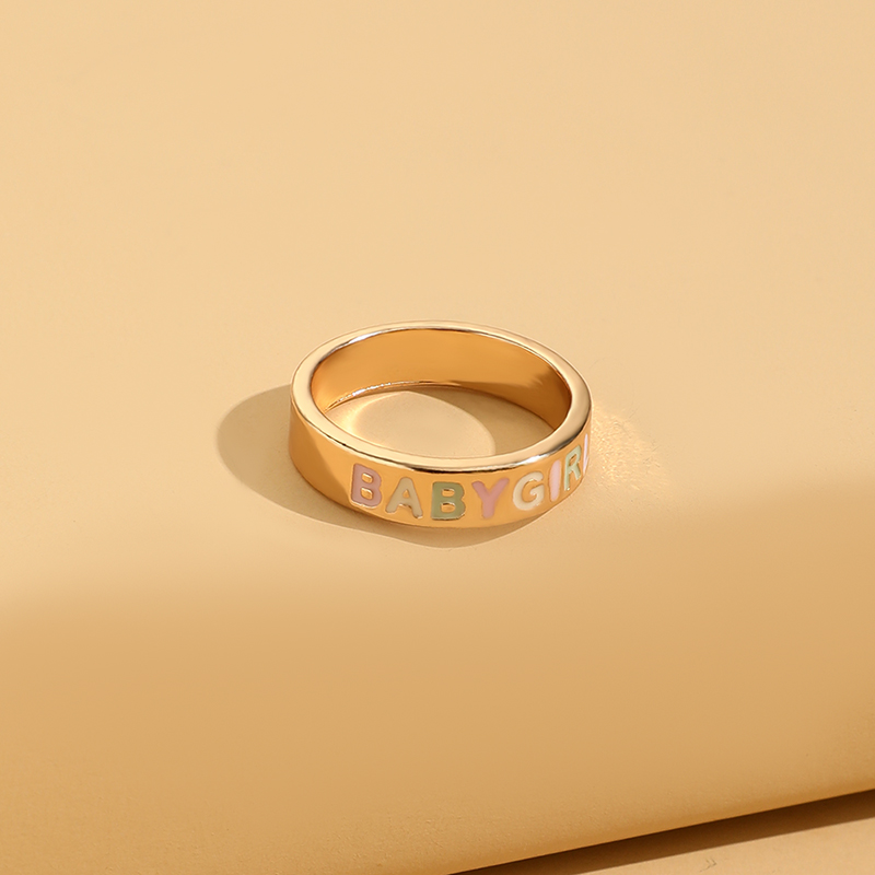 Simple Style Letter Alloy Enamel Rings