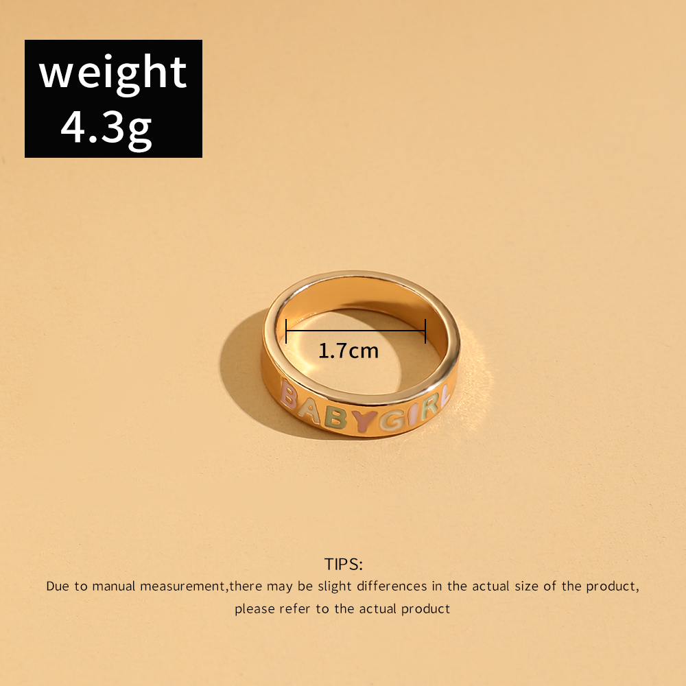 Simple Style Letter Alloy Enamel Rings