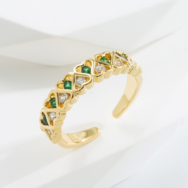 Fashion Copper Open Ring Gold Plated Inlay Zircon Copper Rings 1 Piece