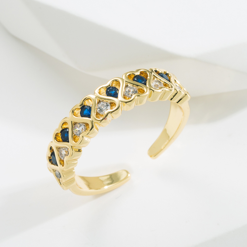Fashion Copper Open Ring Gold Plated Inlay Zircon Copper Rings 1 Piece