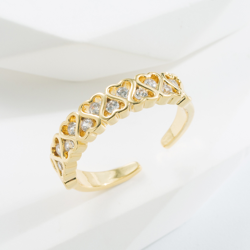 Fashion Copper Open Ring Gold Plated Inlay Zircon Copper Rings 1 Piece