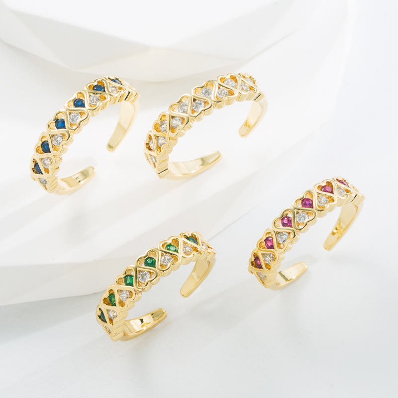 Fashion Copper Open Ring Gold Plated Inlay Zircon Copper Rings 1 Piece