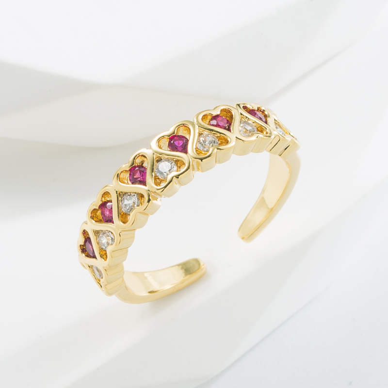 Fashion Copper Open Ring Gold Plated Inlay Zircon Copper Rings 1 Piece