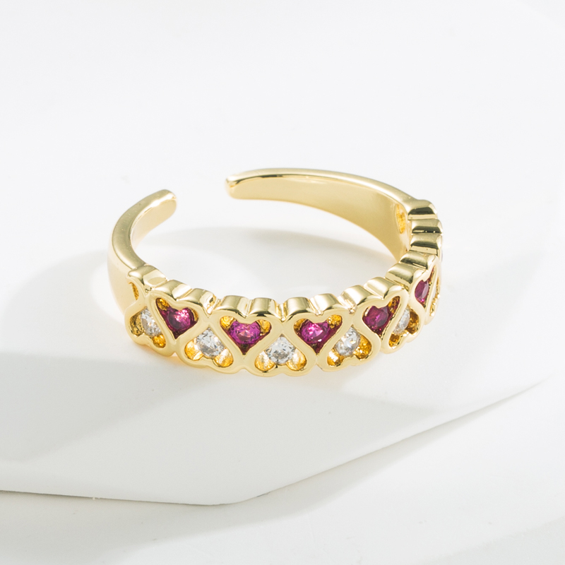 Fashion Copper Open Ring Gold Plated Inlay Zircon Copper Rings 1 Piece