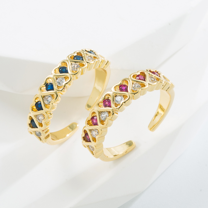 Fashion Copper Open Ring Gold Plated Inlay Zircon Copper Rings 1 Piece