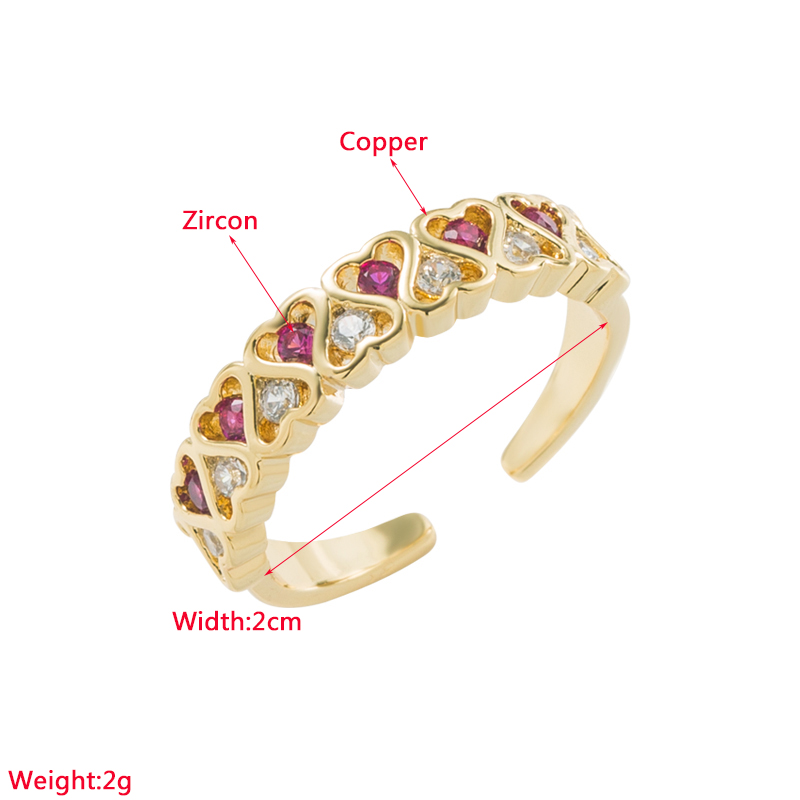 Fashion Copper Open Ring Gold Plated Inlay Zircon Copper Rings 1 Piece