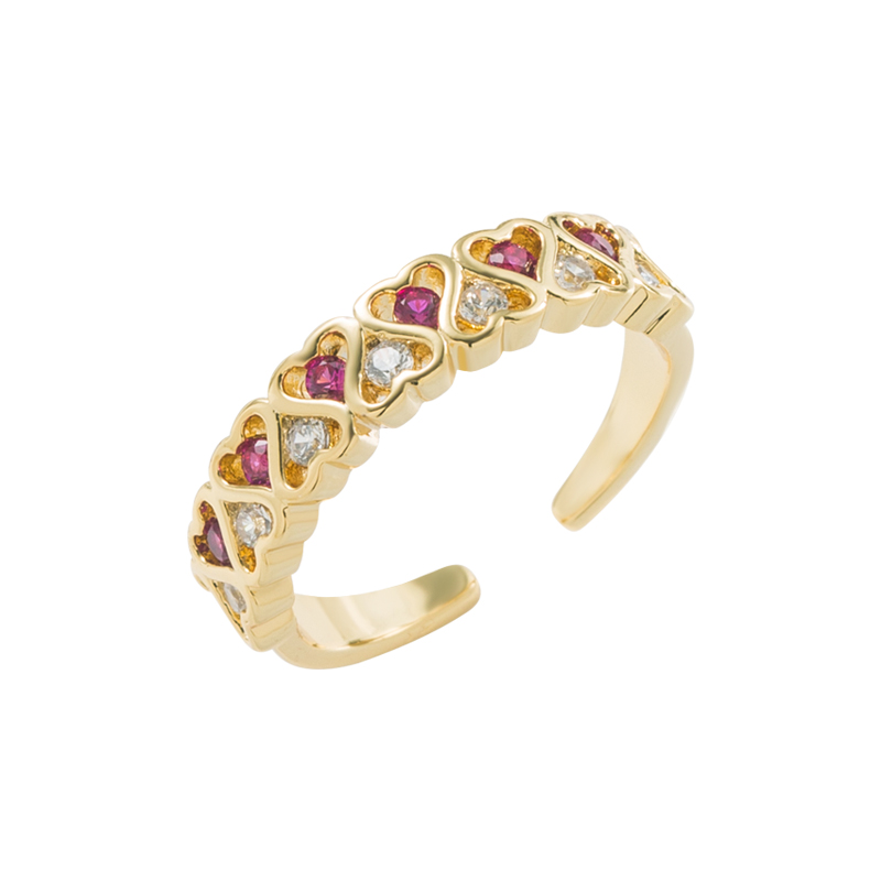 Fashion Copper Open Ring Gold Plated Inlay Zircon Copper Rings 1 Piece