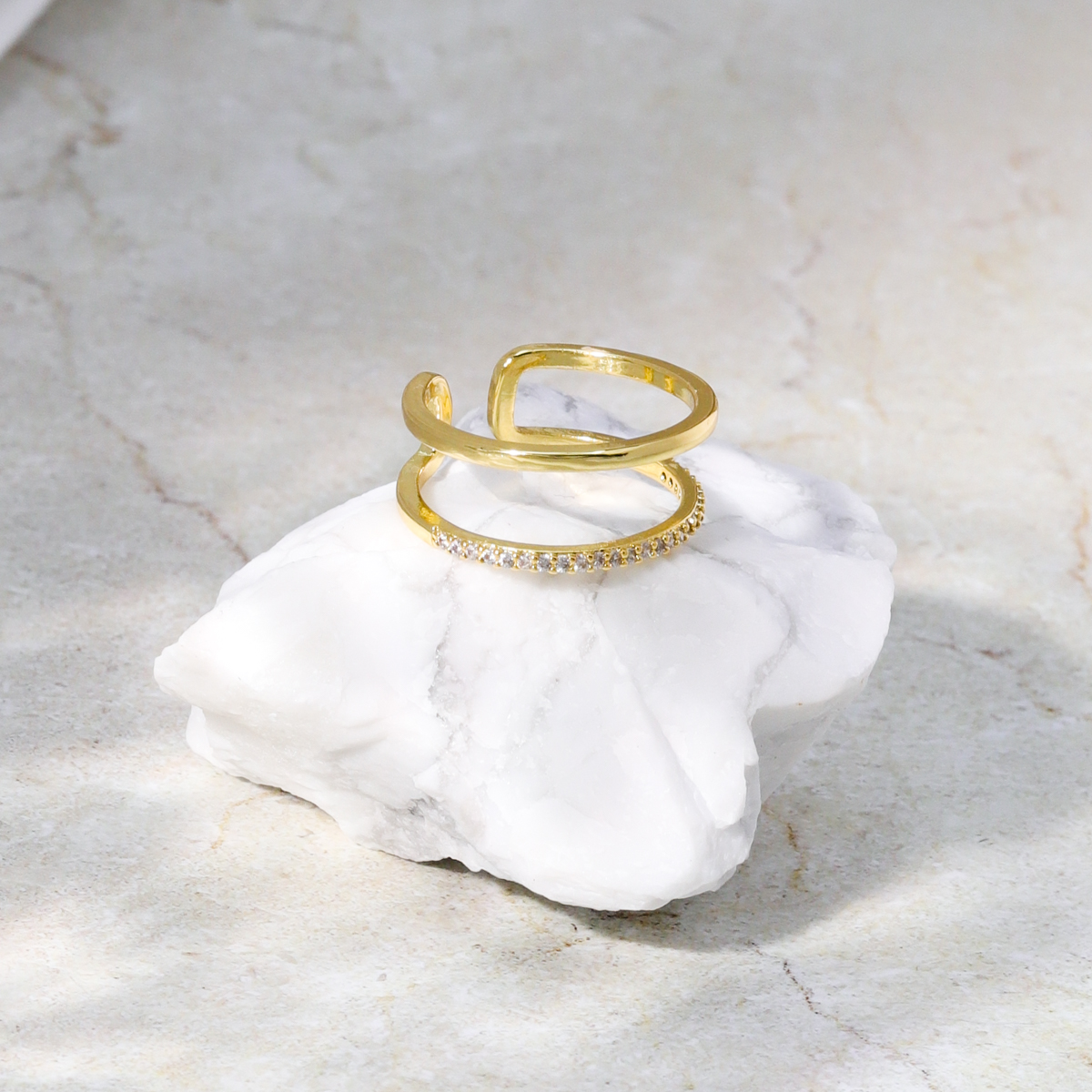 Fashion Round Copper Open Ring Plating Zircon Copper Rings 1 Piece