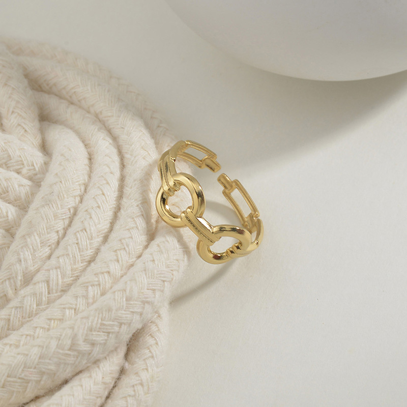 Simple Style Geometric Stainless Steel Open Ring Plating Hollow Out Stainless Steel Rings