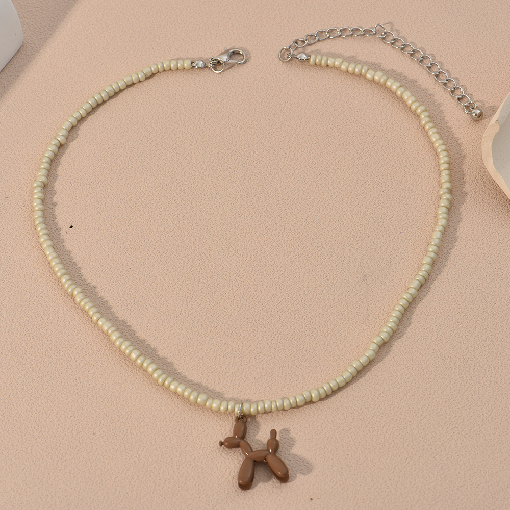 Simple Style Dog Beaded Pendant Necklace 1 Piece