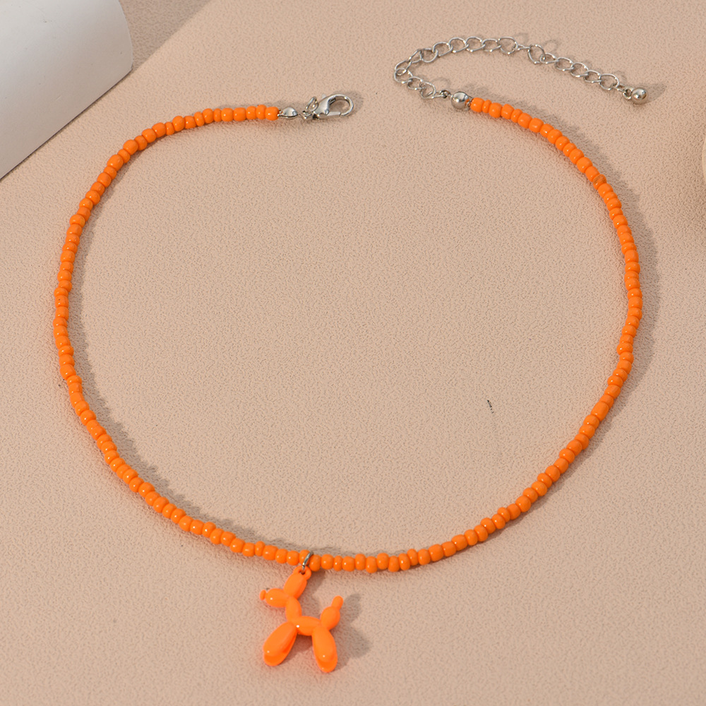 Simple Style Dog Beaded Pendant Necklace 1 Piece