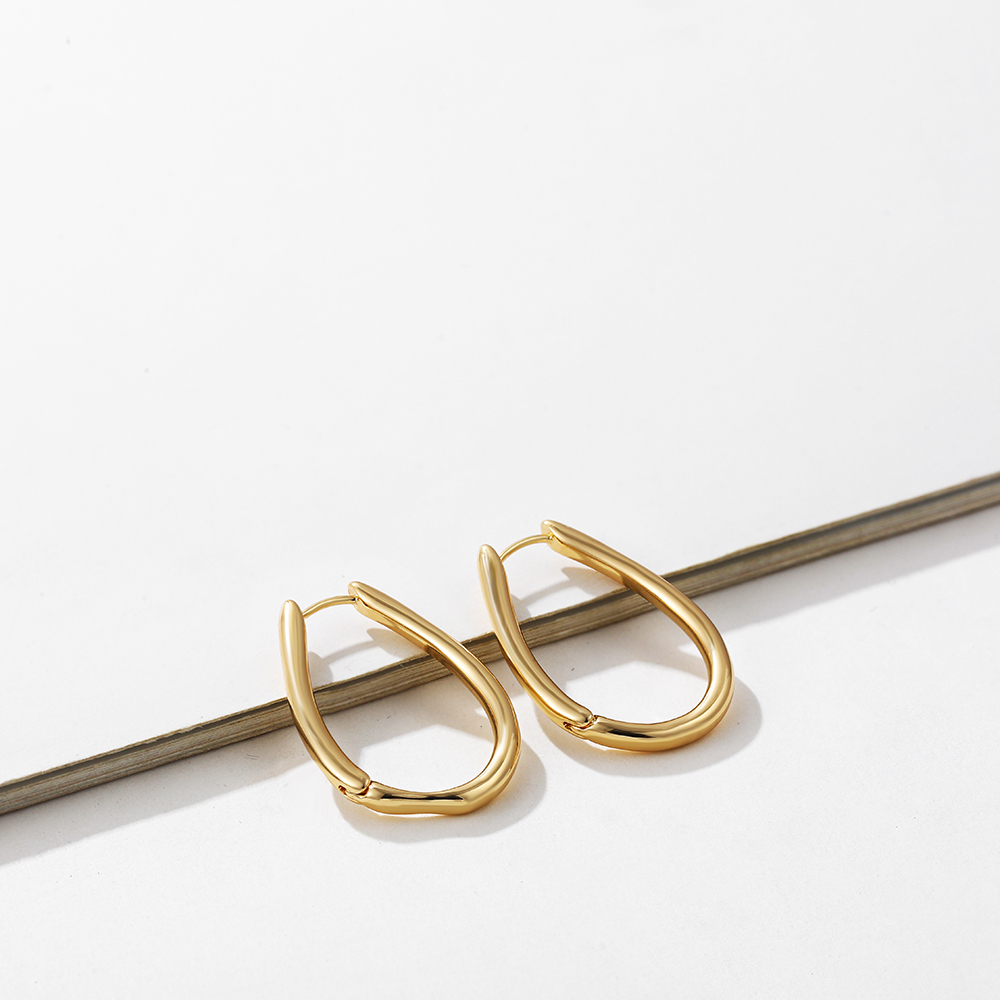 Basic Geometric Alloy Plating Earrings 1 Pair