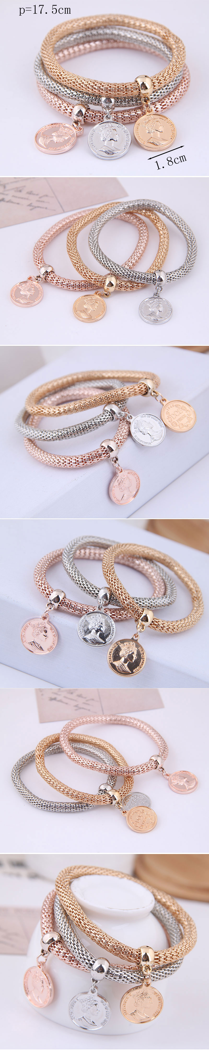 Fashion Portrait Round Alloy Layered Bracelets 1 Set