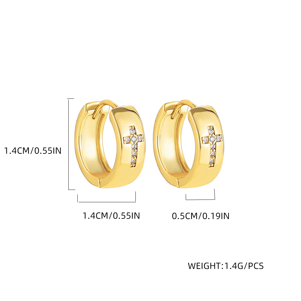 Basic Cross Alloy Plating Rhinestones Earrings 1 Pair