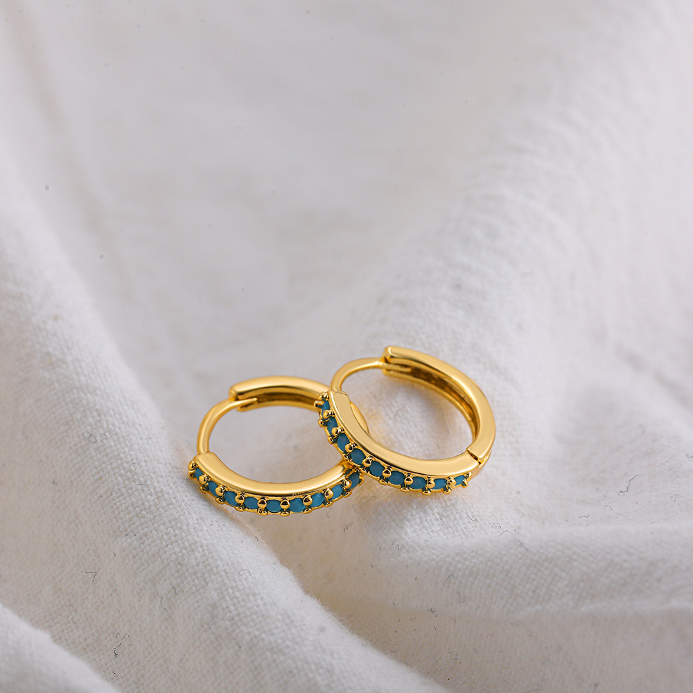 Fashion Geometric Stainless Steel Earrings Plating Inlay Turquoise Zircon Stainless Steel Earrings 1