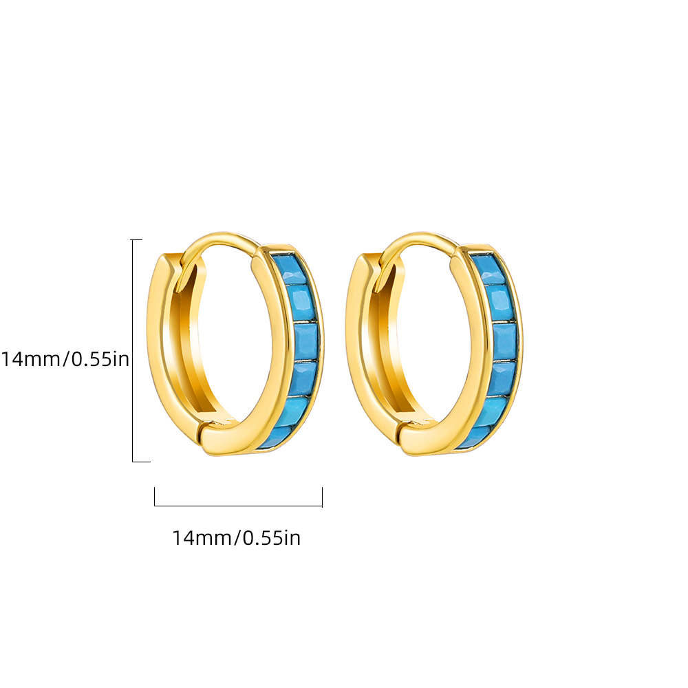 Fashion Geometric Stainless Steel Earrings Plating Inlay Turquoise Zircon Stainless Steel Earrings 1