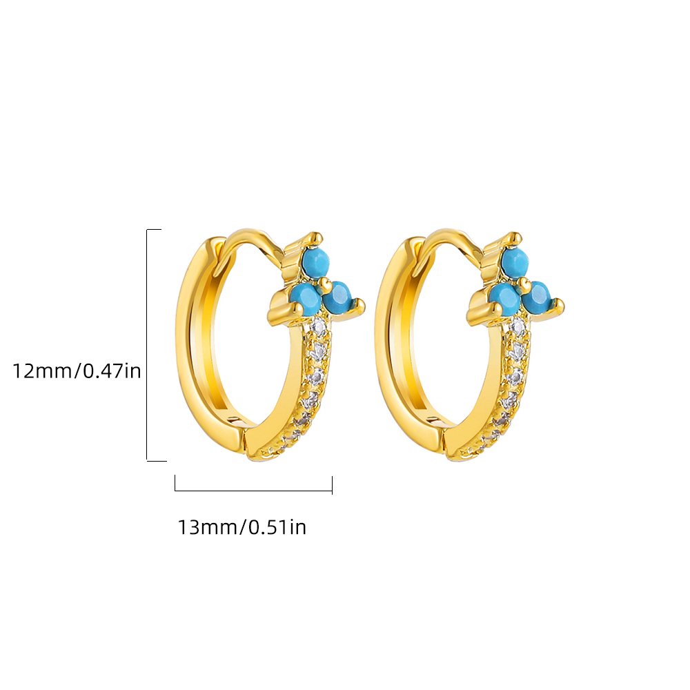 Fashion Geometric Stainless Steel Earrings Plating Inlay Turquoise Zircon Stainless Steel Earrings 1