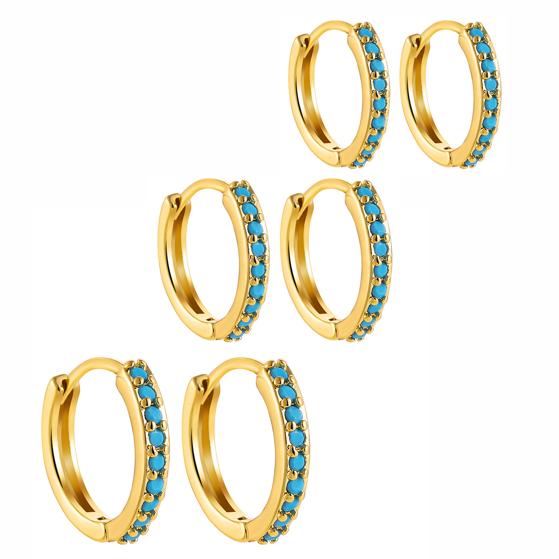 Fashion Geometric Stainless Steel Earrings Plating Inlay Turquoise Zircon Stainless Steel Earrings 1