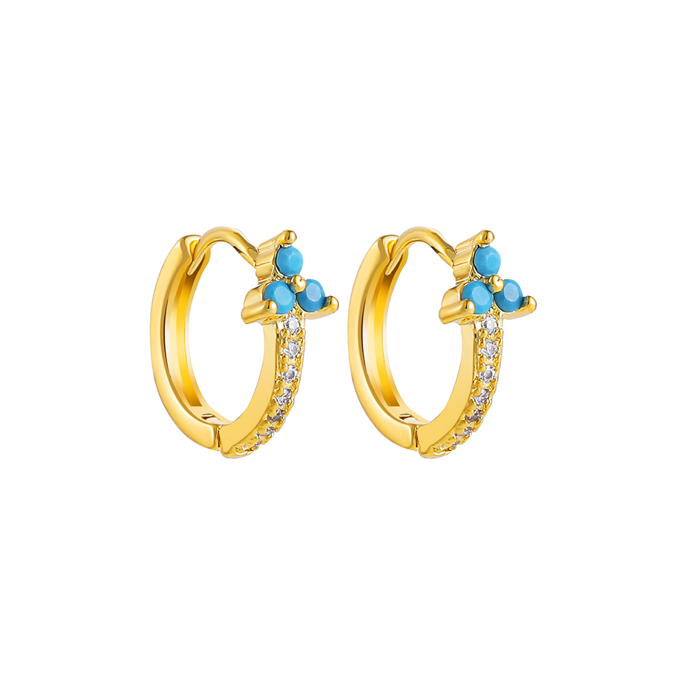 Fashion Geometric Stainless Steel Earrings Plating Inlay Turquoise Zircon Stainless Steel Earrings 1