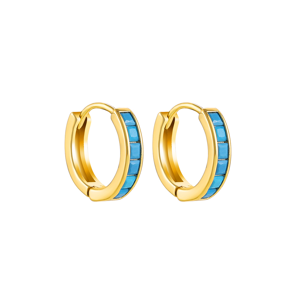 Fashion Geometric Stainless Steel Earrings Plating Inlay Turquoise Zircon Stainless Steel Earrings 1