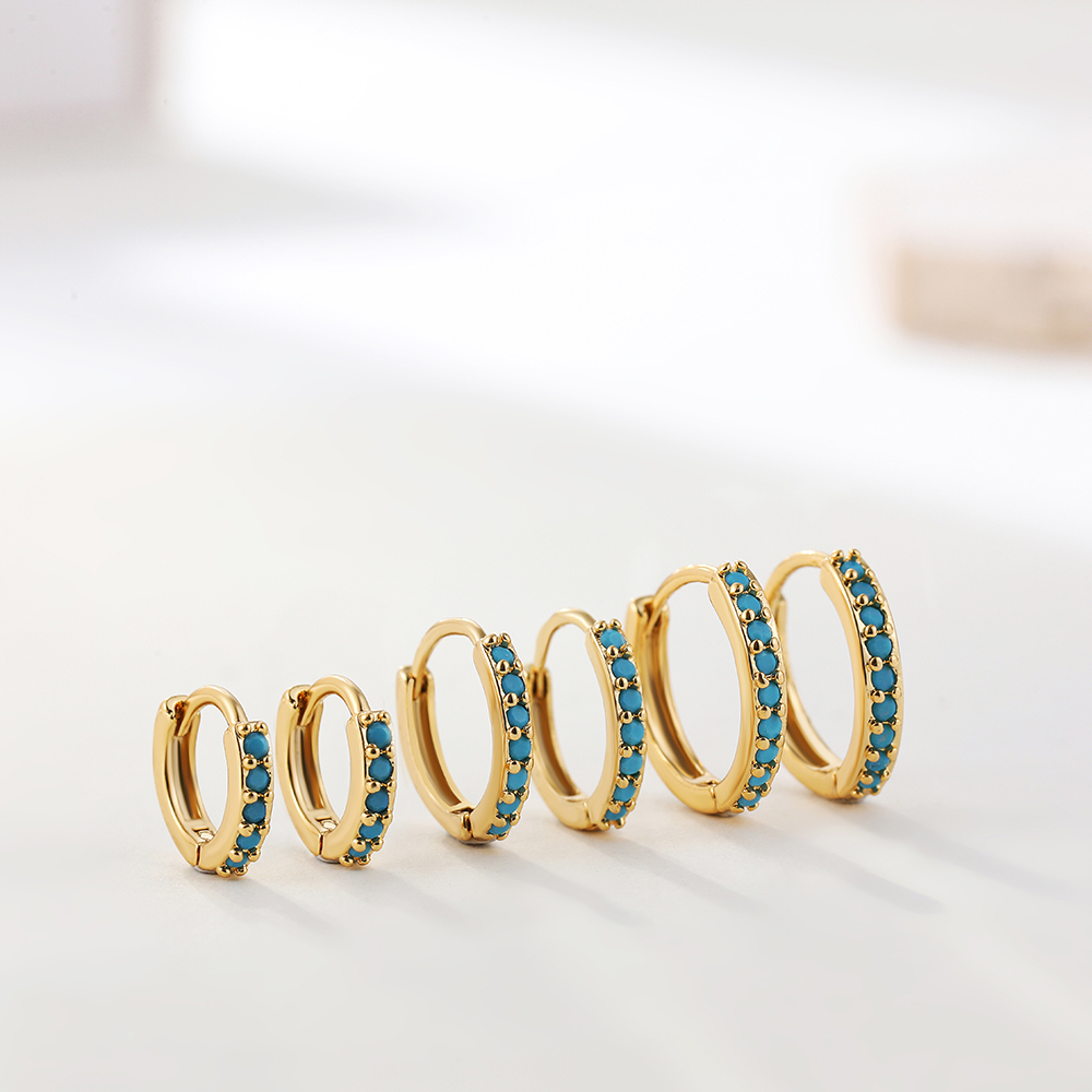 Fashion Geometric Stainless Steel Earrings Plating Inlay Turquoise Zircon Stainless Steel Earrings 1