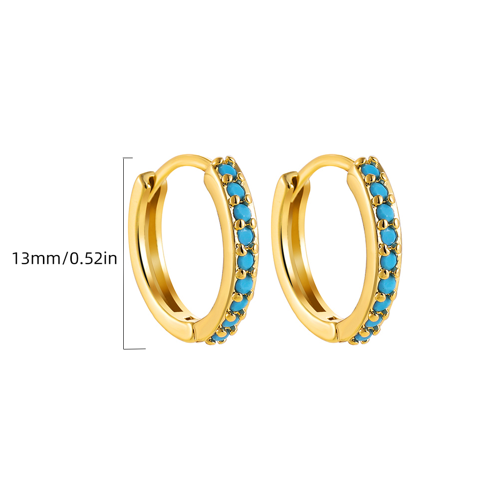 Fashion Geometric Stainless Steel Earrings Plating Inlay Turquoise Zircon Stainless Steel Earrings 1